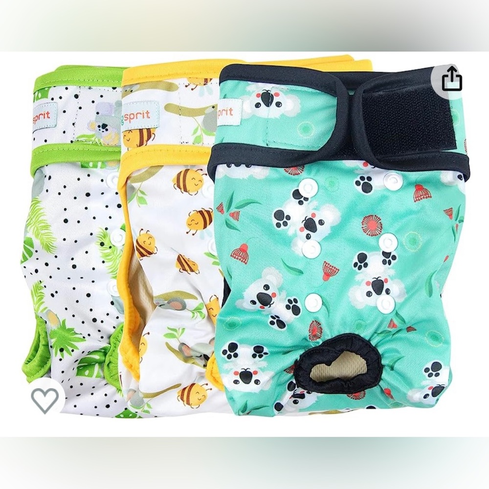 Langsprit Washable Female Dog Diapers (3 Pack), Koala print, sz S